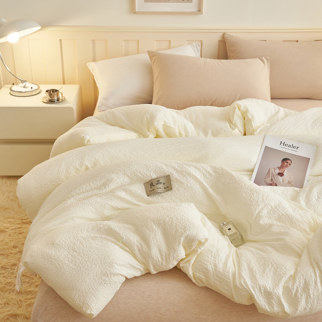 91家纺网 家纺一手货源 找家纺 子由家居 2025新款韩系皱皱格大豆纤维冬被被子被芯 邹邹格-白色