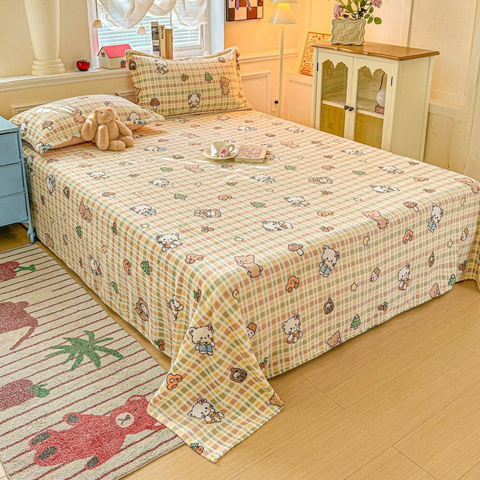 91家纺网 家纺一手货源 找家纺 卡普 2025新款牛奶绒印花单床单凯蒂乐园