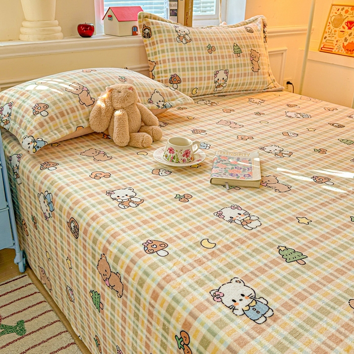 91家纺网 家纺一手货源 找家纺 卡普 2025新款牛奶绒印花单床单凯蒂乐园