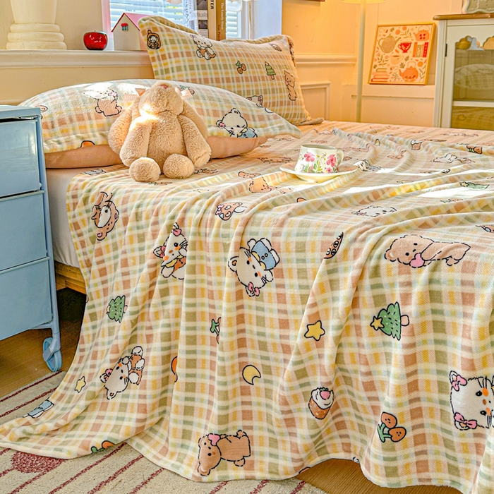 91家纺网 家纺一手货源 找家纺 卡普 2025新款牛奶绒印花单床单凯蒂乐园