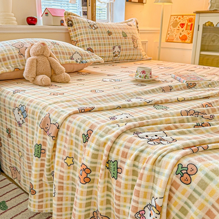 91家纺网 家纺一手货源 找家纺 卡普 2025新款牛奶绒印花单床单凯蒂乐园