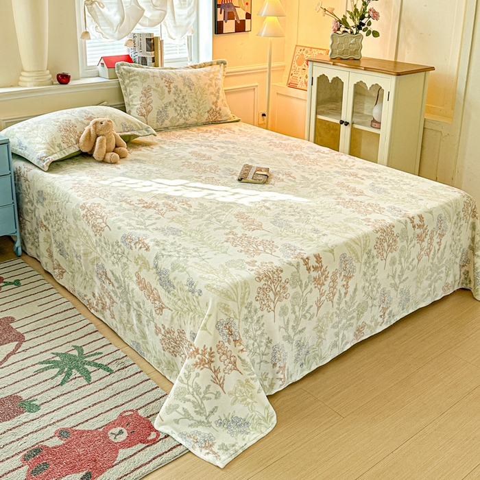 91家纺网 家纺一手货源 找家纺 卡普 2025新款牛奶绒印花单床单幽兰花谷