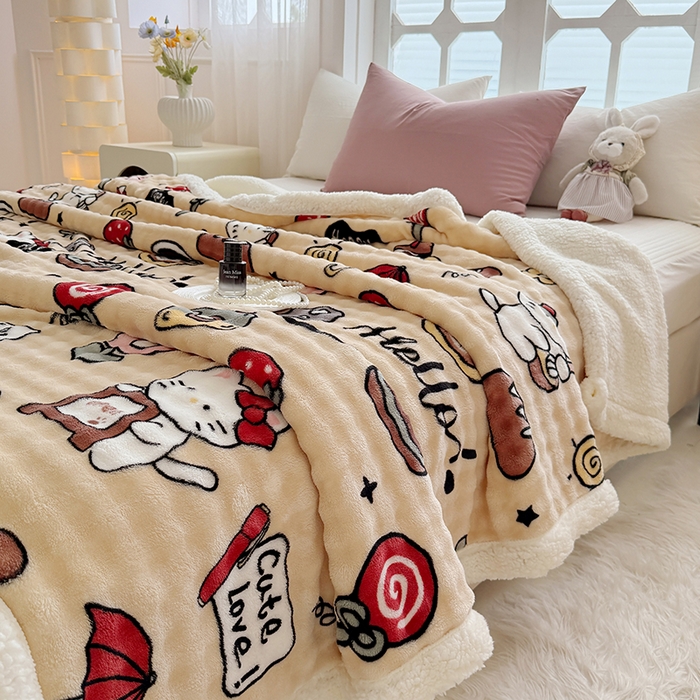 91家纺网 家纺一手货源 找家纺 （总）网客家纺 2025新款高克重印花泡泡绒毛毯毯子