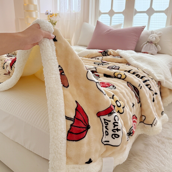 91家纺网 家纺一手货源 找家纺 （总）网客家纺 2025新款高克重印花泡泡绒毛毯毯子