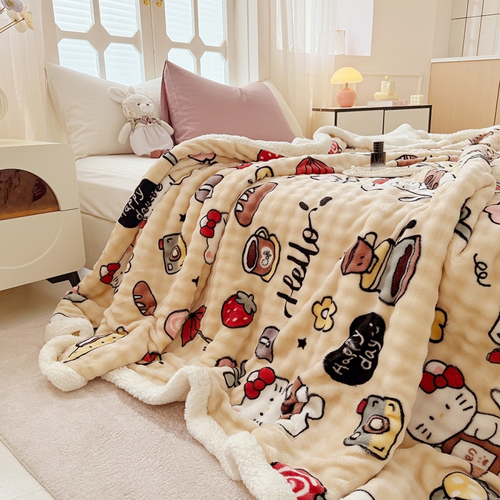 91家纺网 家纺一手货源 找家纺 （总）网客家纺 2025新款高克重印花泡泡绒毛毯毯子