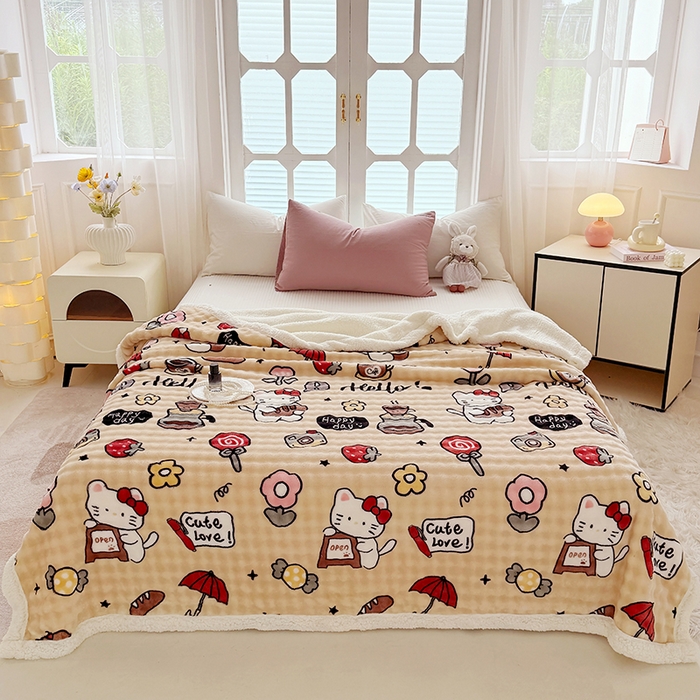 91家纺网 家纺一手货源 找家纺 （总）网客家纺 2025新款高克重印花泡泡绒毛毯毯子