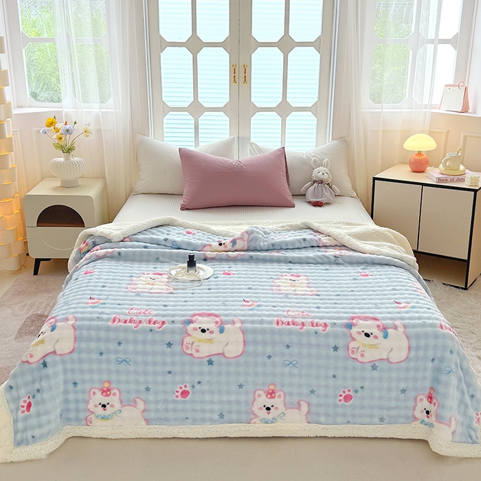 91家纺网 家纺一手货源 找家纺 （总）网客家纺 2025新款高克重印花泡泡绒毛毯毯子