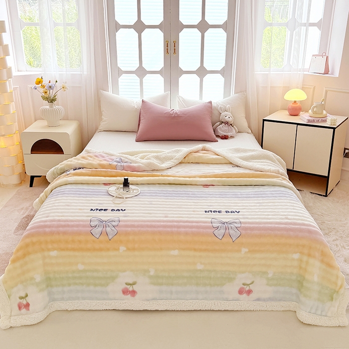 91家纺网 家纺一手货源 找家纺 （总）网客家纺 2025新款高克重印花泡泡绒毛毯毯子