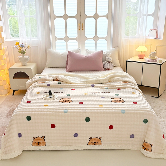 91家纺网 家纺一手货源 找家纺 （总）网客家纺 2025新款高克重印花泡泡绒毛毯毯子