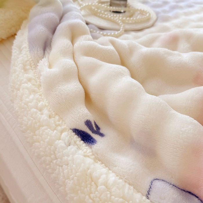 91家纺网 家纺一手货源 找家纺 网客家纺 2025新款高克重印花泡泡绒毛毯毯子 彩虹草莓