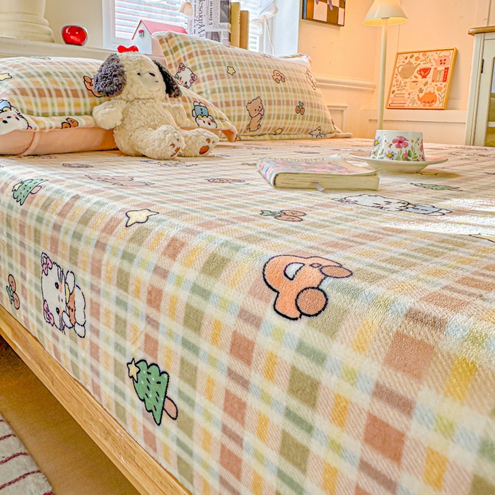 91家纺网 家纺一手货源 找家纺 卡普 2025新款牛奶绒印花单床笠凯蒂乐园