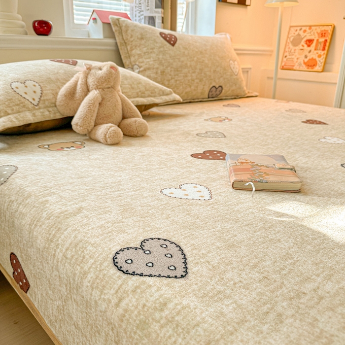 91家纺网 家纺一手货源 找家纺 卡普 2025新款牛奶绒印花单床笠萌萌熊