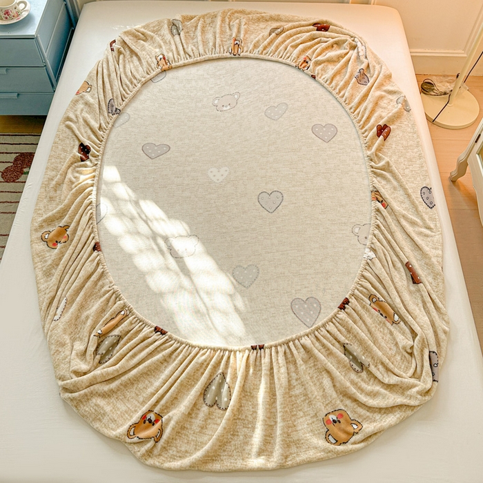 91家纺网 家纺一手货源 找家纺 卡普 2025新款牛奶绒印花单床笠萌萌熊