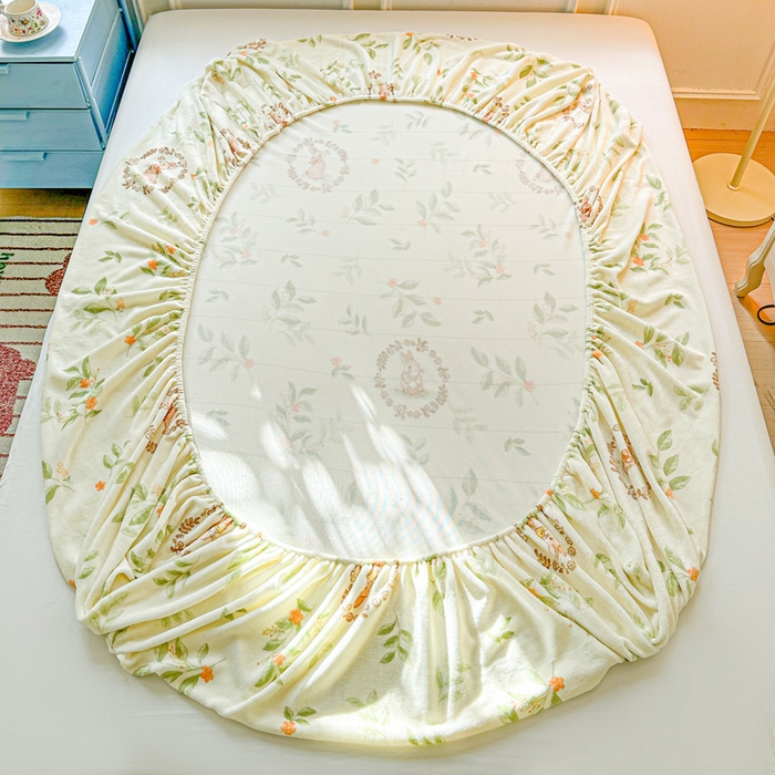 91家纺网 家纺一手货源 找家纺 卡普 2025新款牛奶绒印花单床笠森林小兔