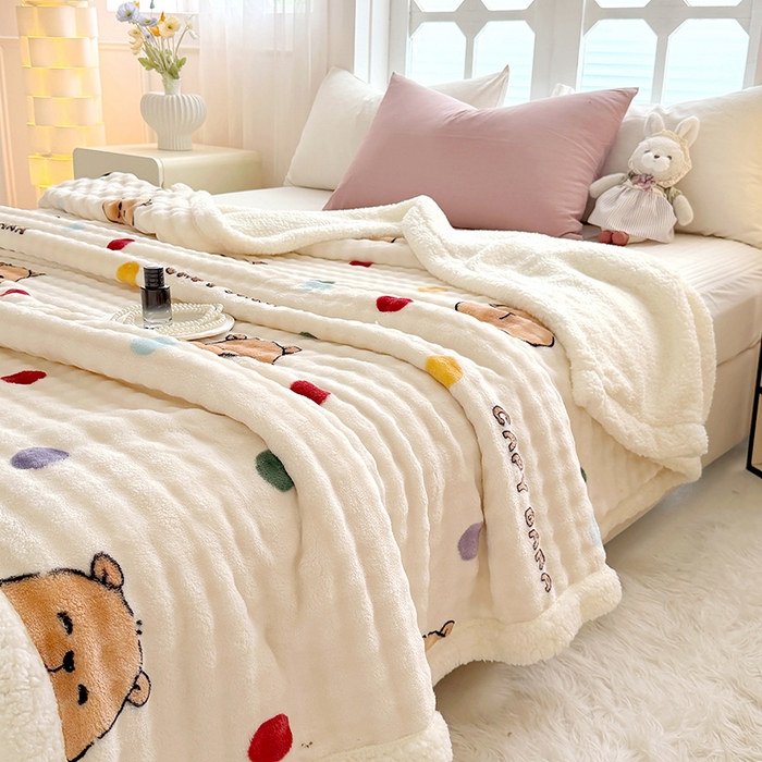 91家纺网 家纺一手货源 找家纺 网客家纺 2025新款高克重印花泡泡绒毛毯毯子 卡皮巴拉