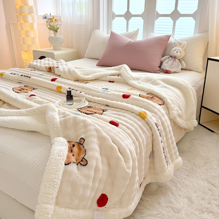 91家纺网 家纺一手货源 找家纺 网客家纺 2025新款高克重印花泡泡绒毛毯毯子 卡皮巴拉