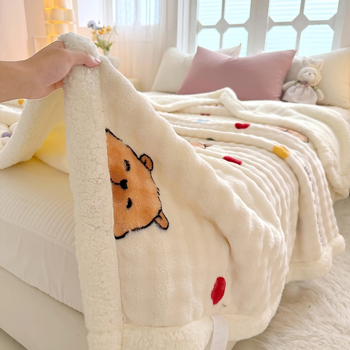 91家纺网 家纺一手货源 找家纺 网客家纺 2025新款高克重印花泡泡绒毛毯毯子 卡皮巴拉