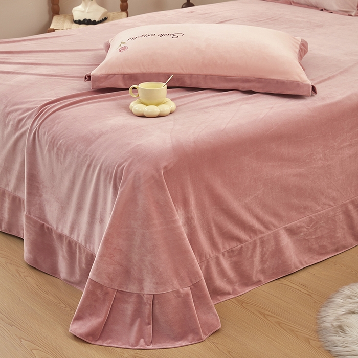 91家纺网 家纺一手货源 找家纺 苏木年华 2025新款婴儿绒高端绣花四件套-郁金香 郁金香-豆沙红