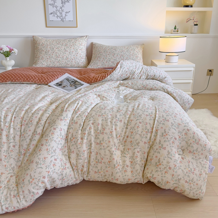 91家纺网 家纺一手货源 找家纺 （总）玛德琳 2025新款A类皱皱纱豆豆绒抗菌保暖被子被芯