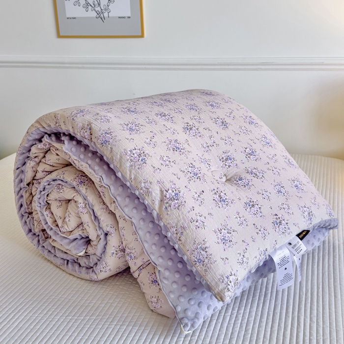 91家纺网 家纺一手货源 找家纺 玛德琳 2025新款A类皱皱纱豆豆绒抗菌保暖被子被芯 西西里