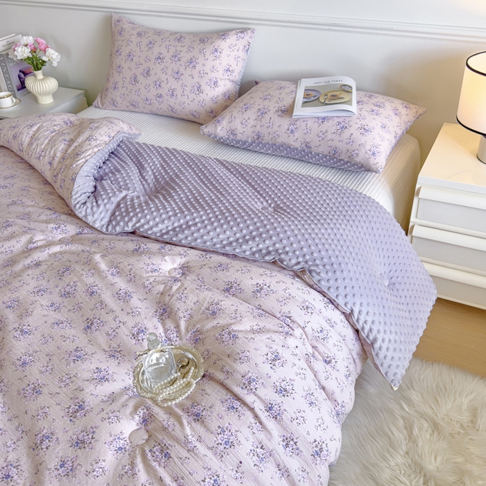 91家纺网 家纺一手货源 找家纺 玛德琳 2025新款A类皱皱纱豆豆绒抗菌保暖被子被芯 西西里