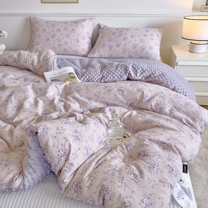 91家纺网 家纺一手货源 找家纺 玛德琳 2025新款A类皱皱纱豆豆绒抗菌保暖被子被芯 西西里