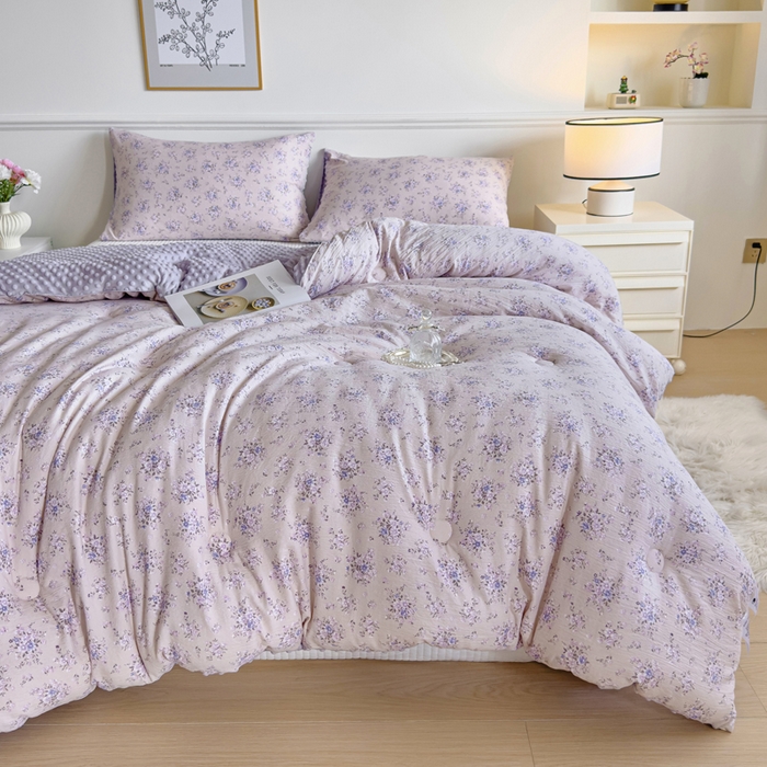 91家纺网 家纺一手货源 找家纺 玛德琳 2025新款A类皱皱纱豆豆绒抗菌保暖被子被芯 西西里