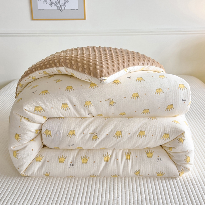 91家纺网 家纺一手货源 找家纺 （总）玛德琳 2025新款A类皱皱纱豆豆绒抗菌保暖被子被芯