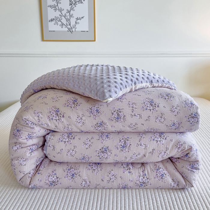 91家纺网 家纺一手货源 找家纺 （总）玛德琳 2025新款A类皱皱纱豆豆绒抗菌保暖被子被芯