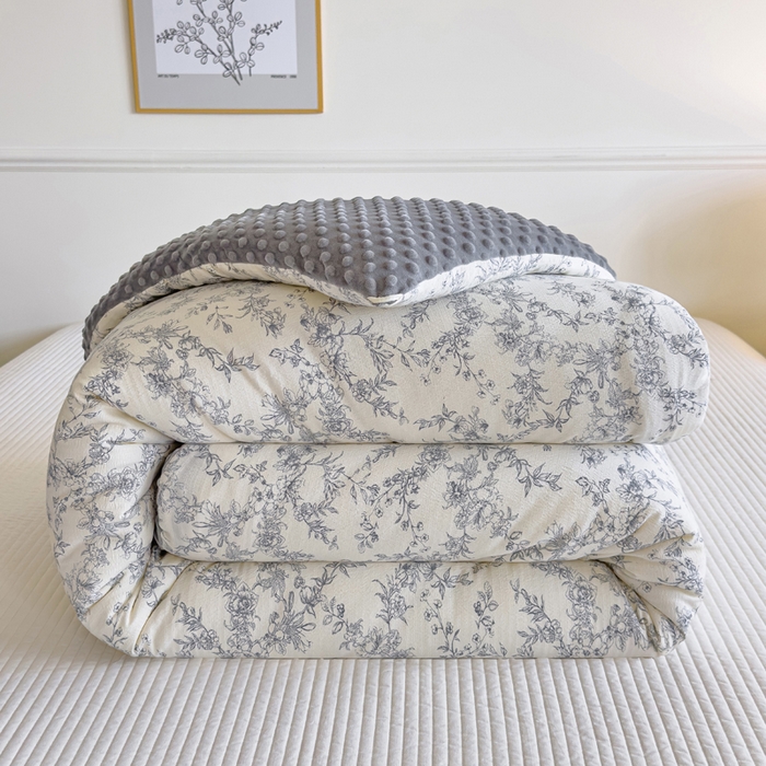 玛德琳 2025新款A类皱皱纱豆豆绒抗菌保暖被子被芯 知秋