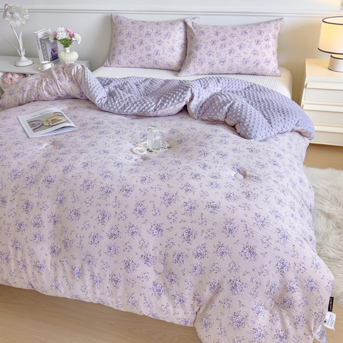 91家纺网 家纺一手货源 找家纺 玛德琳 2025新款A类皱皱纱豆豆绒抗菌保暖被子被芯 西西里