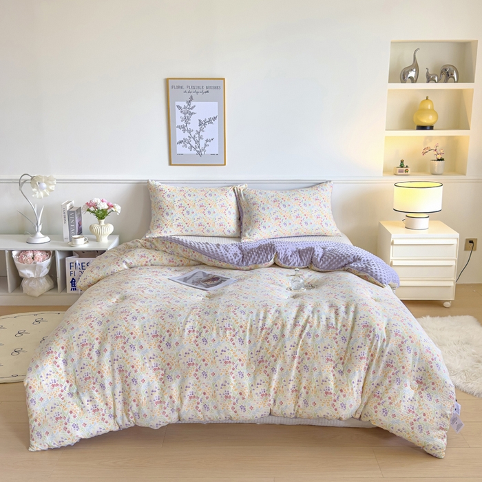 91家纺网 家纺一手货源 找家纺 玛德琳 2025新款A类皱皱纱豆豆绒抗菌保暖被子被芯 莫奈花园