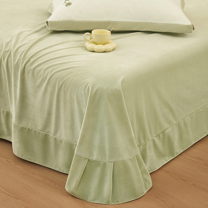 91家纺网 家纺一手货源 找家纺 苏木年华 2025新款婴儿绒高端绣花四件套-郁金香 郁金香-抹茶绿