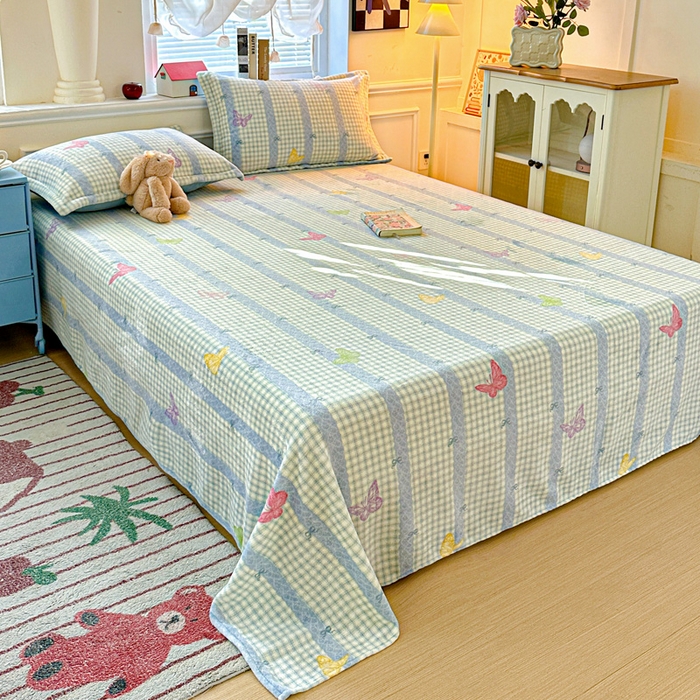 91家纺网 家纺一手货源 找家纺 卡普二店 2024新款牛奶绒印花单床单蝶舞格韵