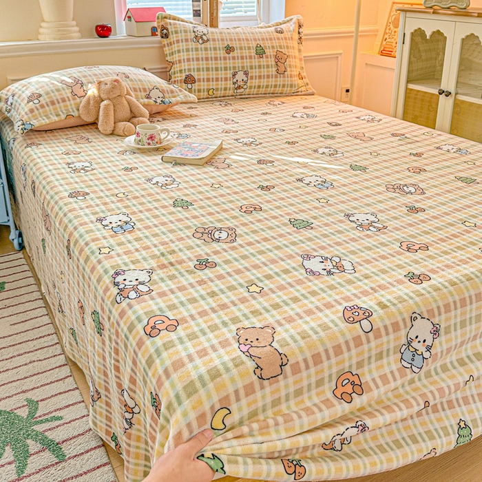 91家纺网 家纺一手货源 找家纺 卡普二店 2024新款牛奶绒印花单床单凯蒂乐园