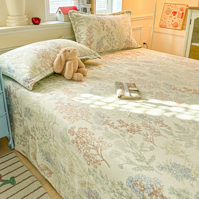 91家纺网 家纺一手货源 找家纺 卡普二店 2024新款牛奶绒印花单床单幽兰花谷