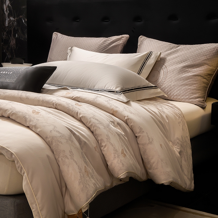 91家纺网 家纺一手货源 找家纺 （总）雅高家居汉帛—2025新款高支高密全棉贡缎汉帛色织大提花冬被被子被芯高档被子