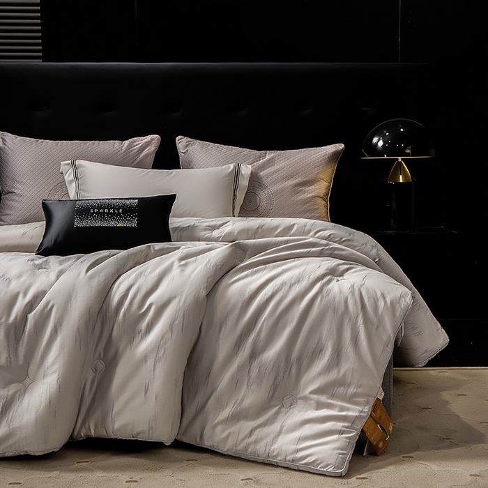 91家纺网 家纺一手货源 找家纺 2025新款全棉高支高密贡缎汉帛色织大提花冬被被子被芯 晨晓