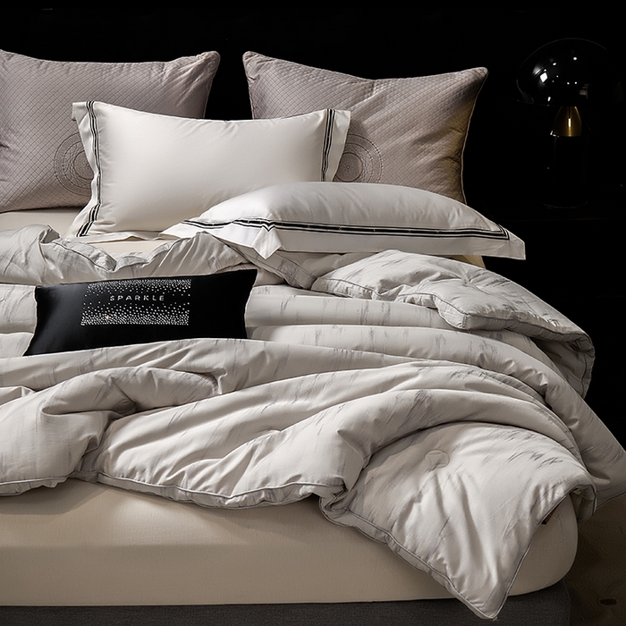 91家纺网 家纺一手货源 找家纺 2025新款全棉高支高密贡缎汉帛色织大提花冬被被子被芯 晨晓