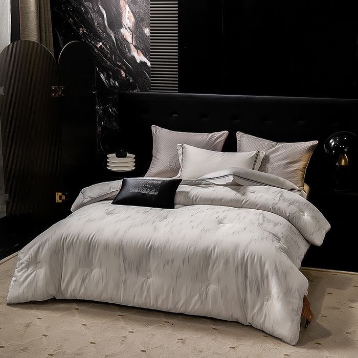 91家纺网 家纺一手货源 找家纺 2025新款全棉高支高密贡缎汉帛色织大提花冬被被子被芯 晨晓