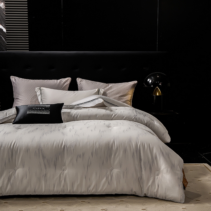 91家纺网 家纺一手货源 找家纺 2025新款全棉高支高密贡缎汉帛色织大提花冬被被子被芯 晨晓