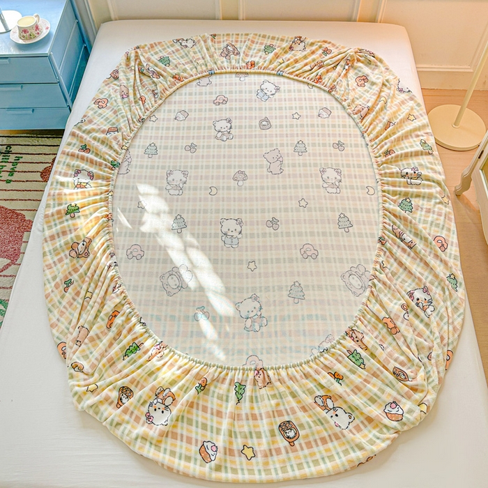 91家纺网 家纺一手货源 找家纺 卡普二店 2024新款牛奶绒印花单床笠凯蒂乐园