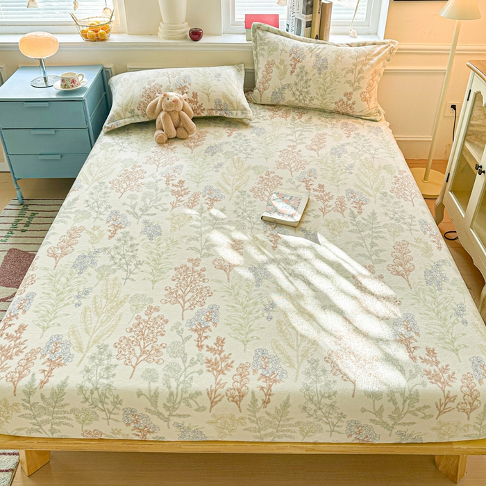 卡普二店 2024新款牛奶绒印花单床笠幽兰花谷