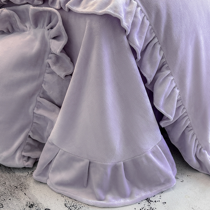 91家纺网 家纺一手货源 找家纺 席之家 2025新款蝴蝶结绣花牛奶绒四件套蝴蝶结-丁香紫