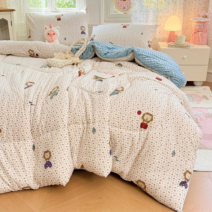 91家纺网 家纺一手货源 找家纺 （总）VIP被业 2025新款云感棉双层纱豆豆绒冬被被子被芯