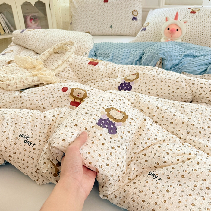 91家纺网 家纺一手货源 找家纺 （总）VIP被业 2025新款云感棉双层纱豆豆绒冬被被子被芯