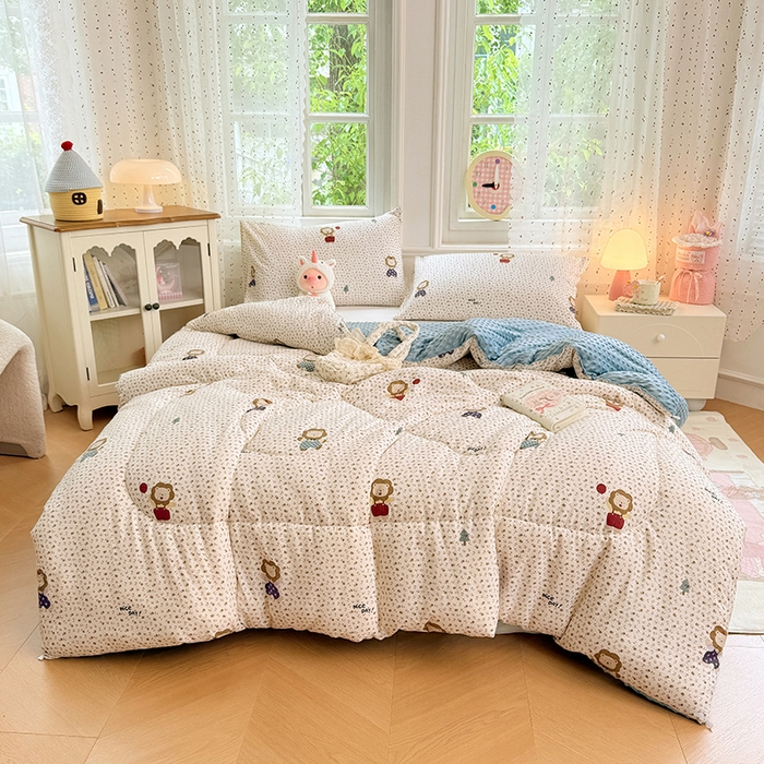 91家纺网 家纺一手货源 找家纺 （总）VIP被业 2025新款云感棉双层纱豆豆绒冬被被子被芯