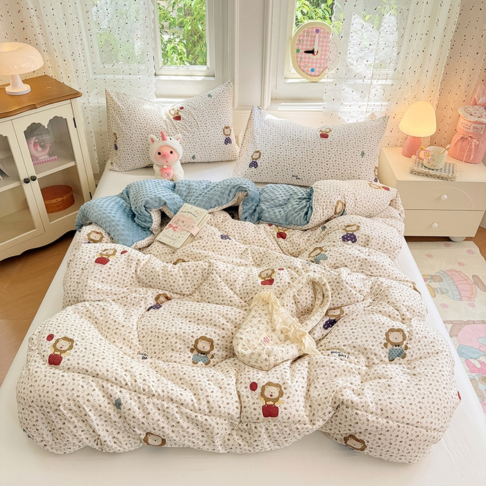 91家纺网 家纺一手货源 找家纺 （总）VIP被业 2025新款云感棉双层纱豆豆绒冬被被子被芯