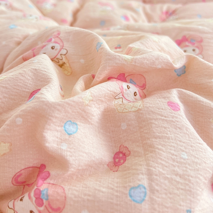 91家纺网 家纺一手货源 找家纺 VIP被业 2025新款云感棉双层纱豆豆绒冬被被子被芯 桃气兔叽