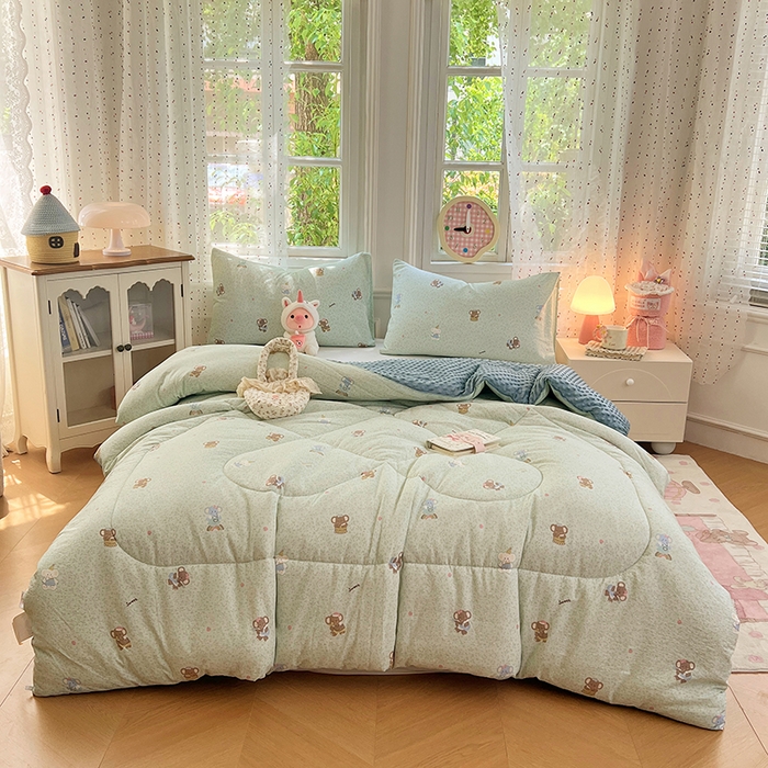 91家纺网 家纺一手货源 找家纺 VIP被业 2025新款云感棉双层纱豆豆绒冬被被子被芯 小飞象吖